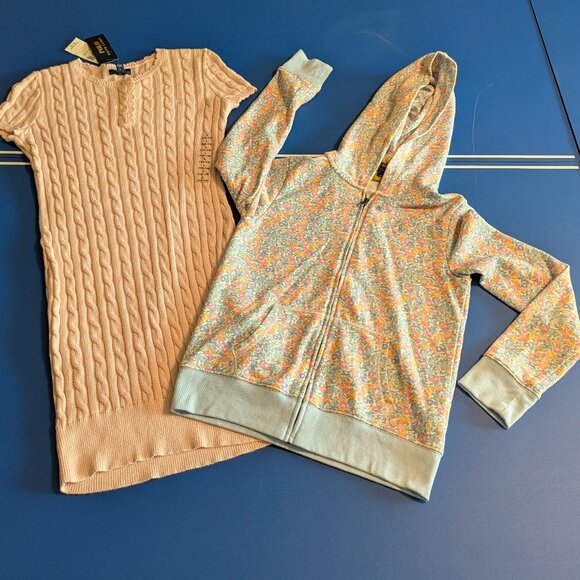 NWT Ralph Lauren Girls' Large (12-14) Sweater Dress and Zippered Hoodie - Picture 16 of 16